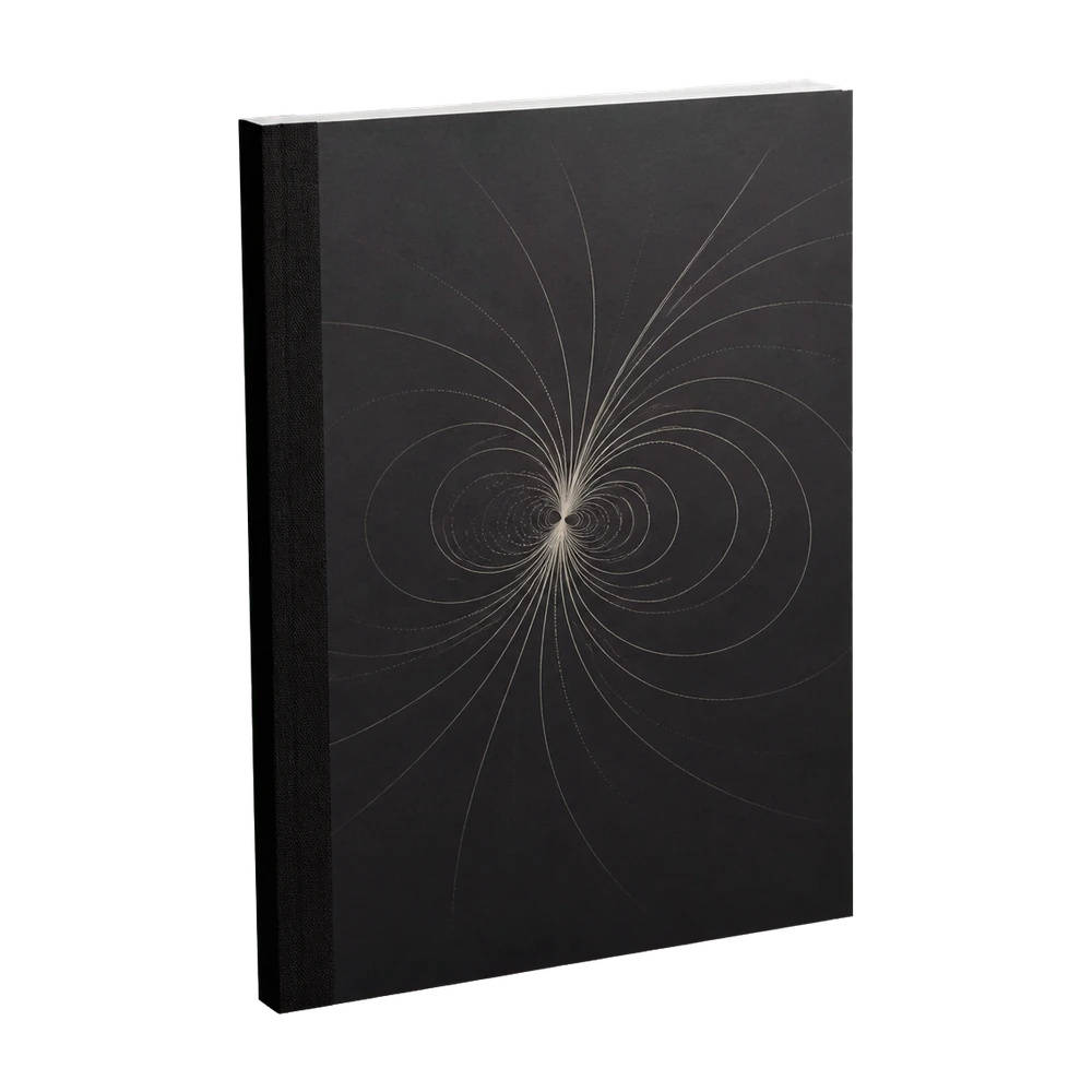 Graphite Glowgen laboratory journal with a restrained contour field.